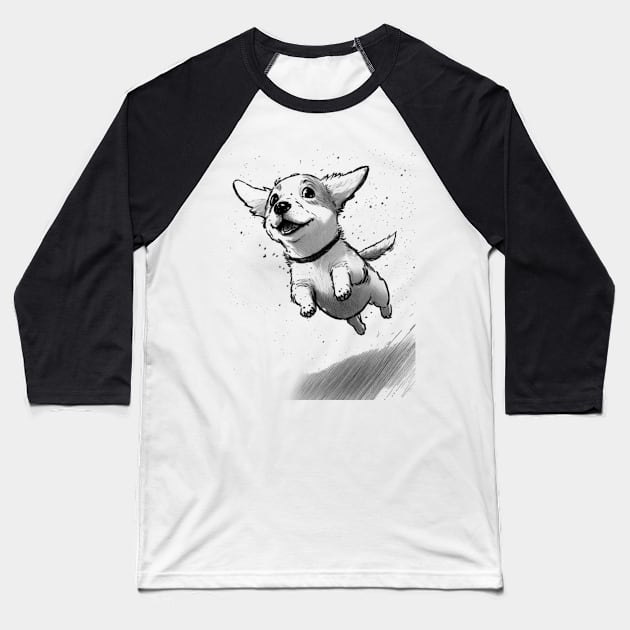 Jumping puppy Baseball T-Shirt by Simoes Artistry